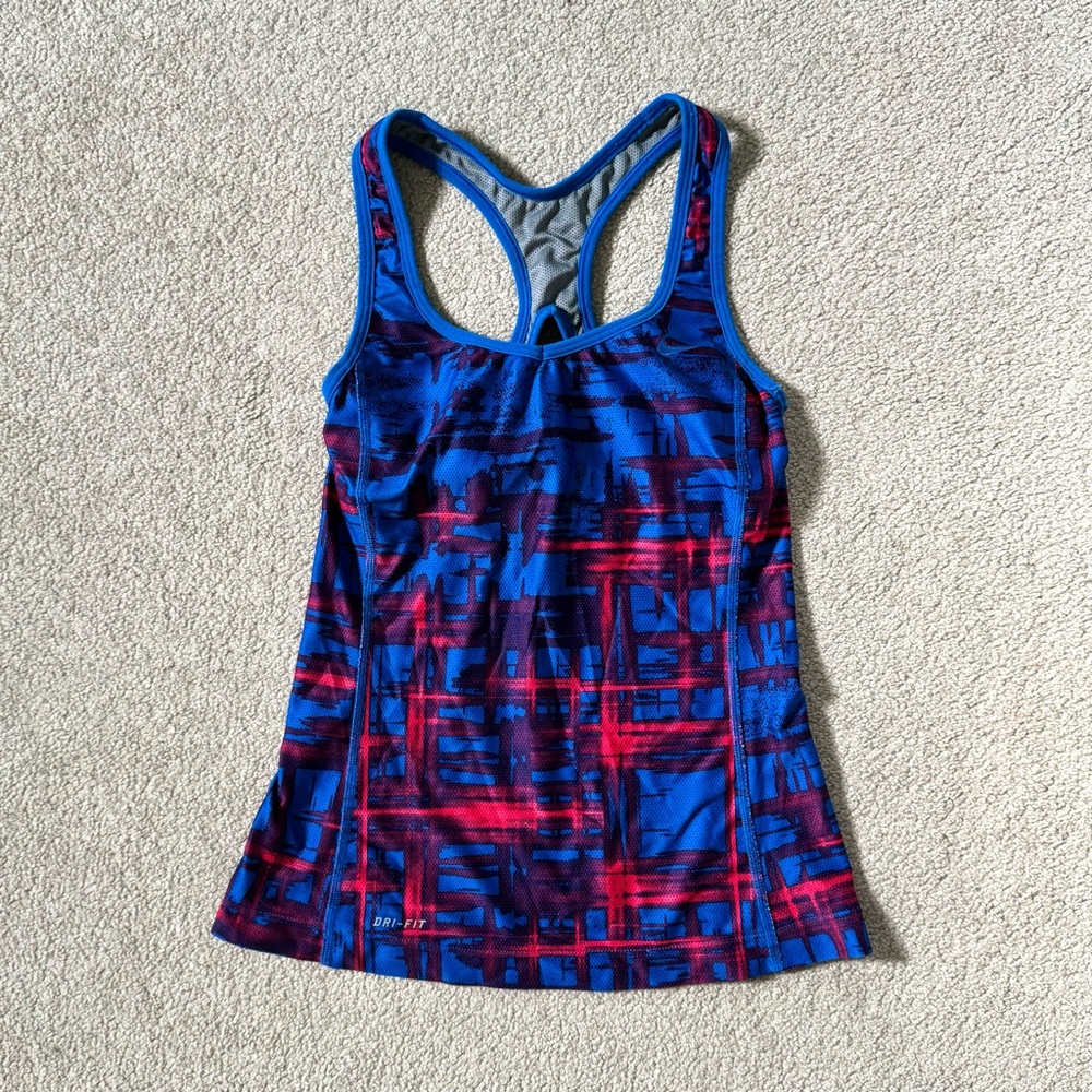 Nike Dri-Fit Blue And Red Racerback Tank Top, Size Small